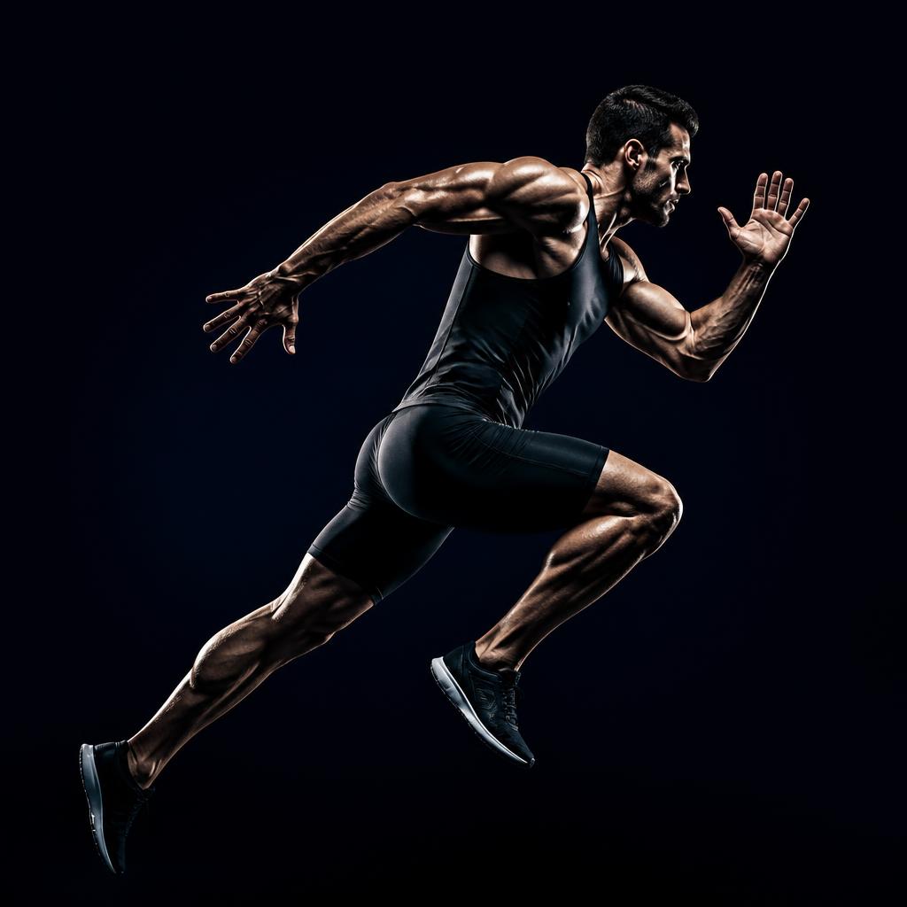 Athlete sprinting at full stride